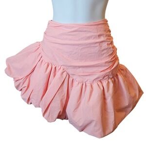 KDD by Kahlana Mini Skirt Womens 4 Pink New Asymmetrical Bubble Hem Ruched